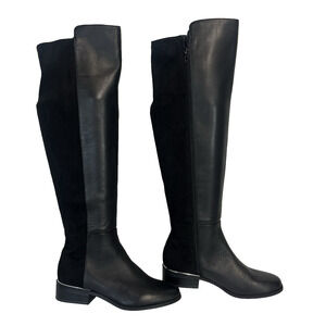 Alfani Step Flex Ludlowe Black Leather Stretch Knee High Riding Boots Size 6 M